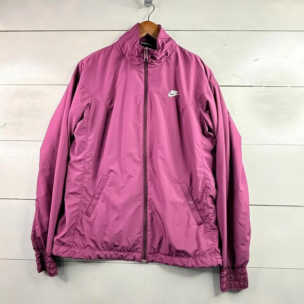 Nike Windrunner Jacket Womens L Purple Full Zip Lightweight Track Shell